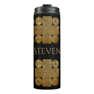 Celtic Knotwork Cross Personalized Thermal Tumbler