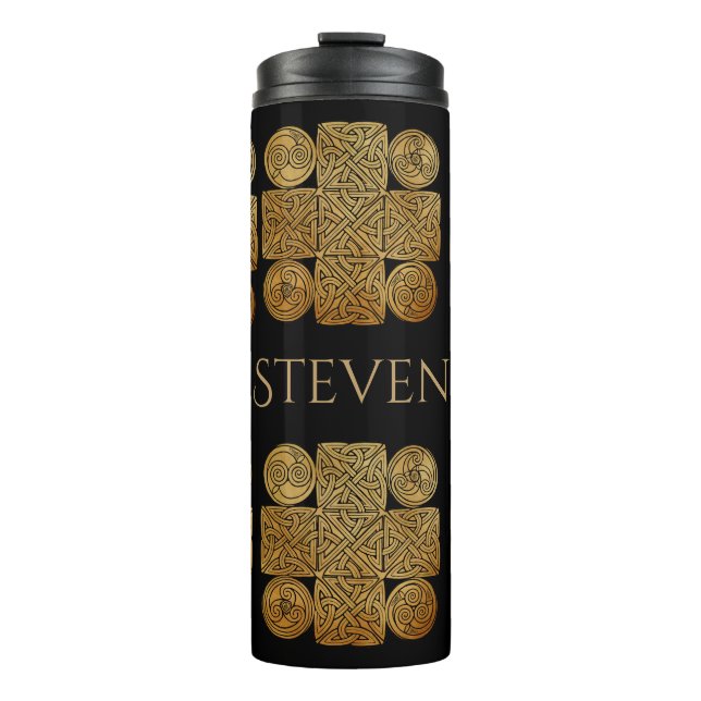 Celtic Knotwork Cross Personalized Thermal Tumbler (Front)