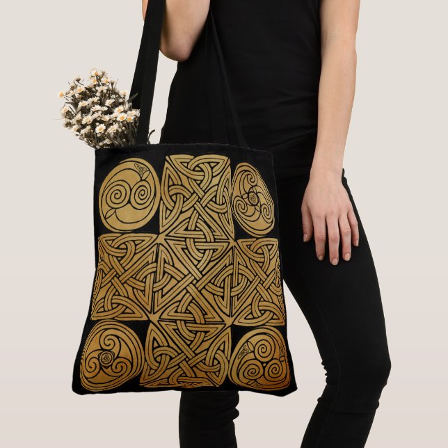 Celtic Knotwork Cross Tote Bag (Close Up)