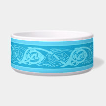 Celtic Knotwork Fish in Blue Ceramic Pet Bowl