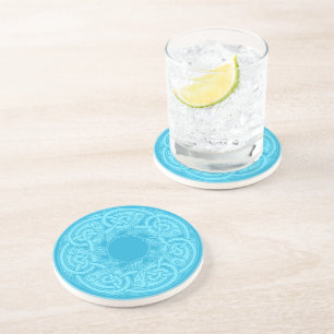 Celtic Knotwork Fish in Blue Coaster