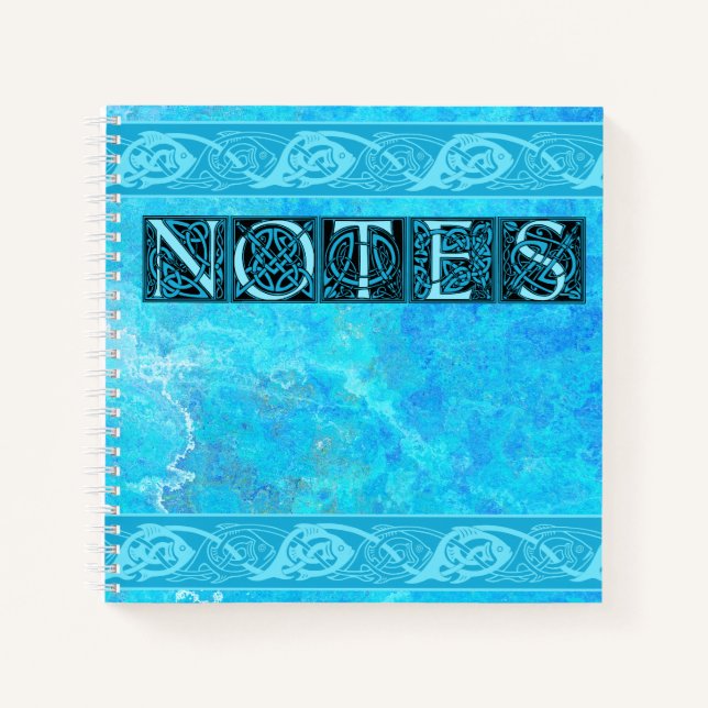 Celtic Knotwork Fish in Blue Notebook (Front)