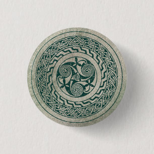 Celtic Knotwork Irish Medallion Pattern in Green 1 Inch Round Button