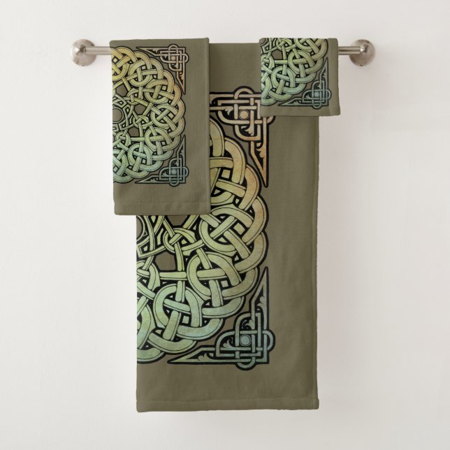 Celtic Knotwork Mandala Bath Towel Set (Insitu)