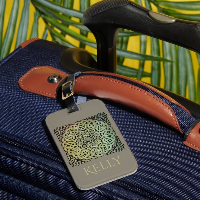 Celtic Knotwork Mandala Personalized Luggage Tag (Front Insitu 1)