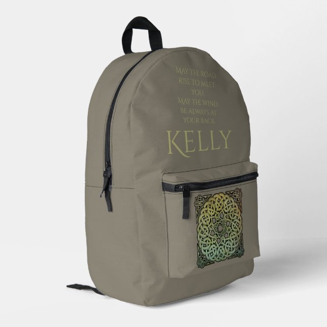 Celtic Knotwork Mandala Personalized Printed Backpack (Back Corner Left)