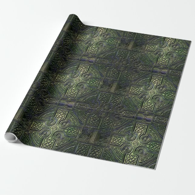 Celtic knotwork St. Patrick's Day Wrapping Paper (Unrolled)