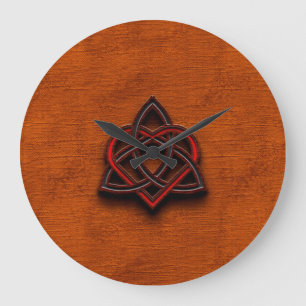 Celtic Knotwork Valentine Heart Canvas Texture 1 Large Clock