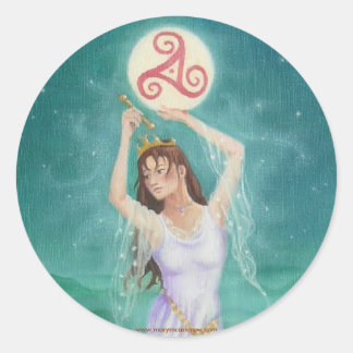 "Celtic Lady of the Lake" Classic Round Sticker