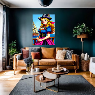 Celtic lady Pirate   AI Art  Poster