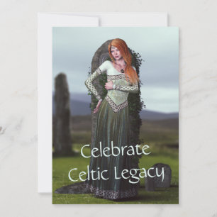 Celtic Lady Posing in Front of Ancient Stones Holiday Card