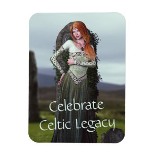 Celtic Lady Posing in Front of Ancient Stones Magnet