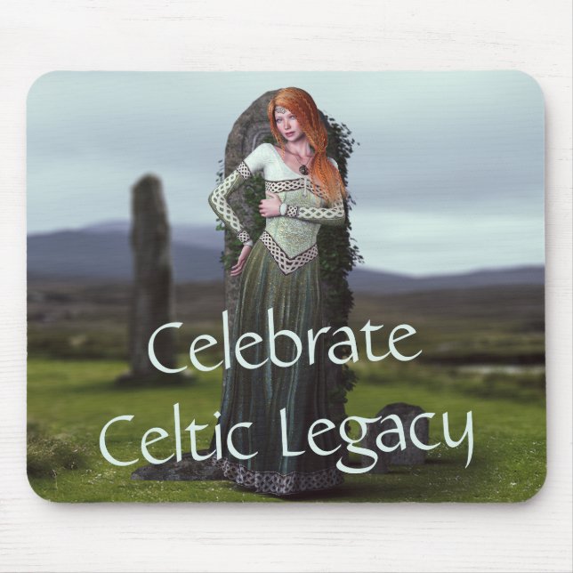 Celtic Lady Posing in Front of Ancient Stones Mouse Pad (Front)