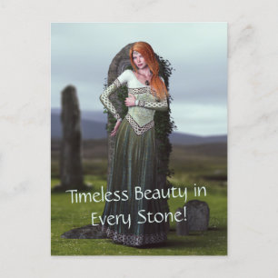 Celtic Lady Posing in Front of Ancient Stones Postcard