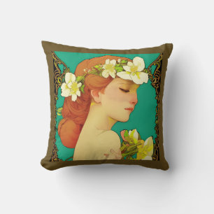 Celtic Lady with Flowers in her Hair Throw Pillow