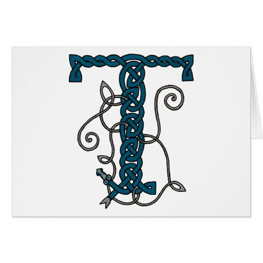 Celtic Letter T monogram card