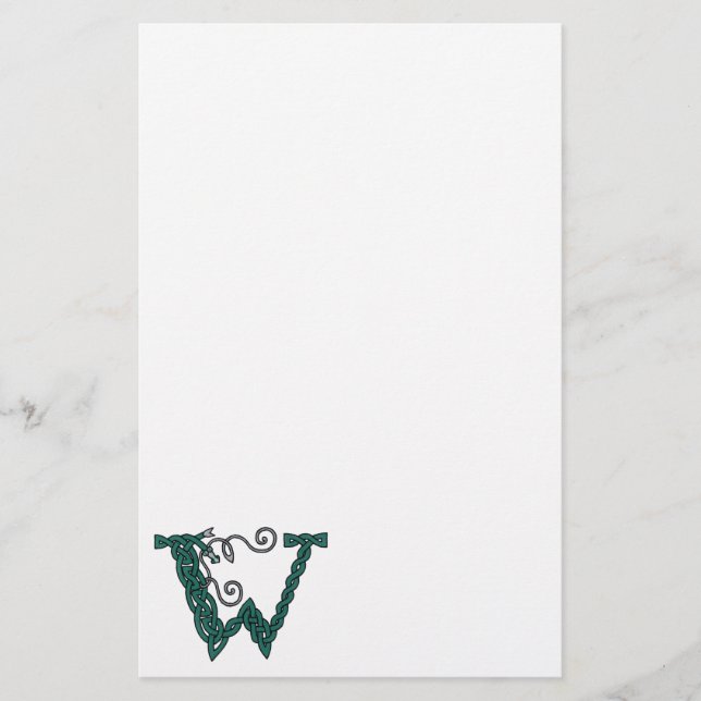 Celtic Letter W stationery (Front)