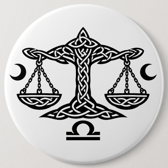    Celtic Libra Scales by BurnsInHell 6 Inch Round Button (Front)