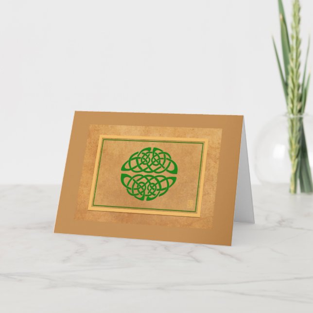 Celtic Light Brown Blank Personalize Greeting Card (Front)