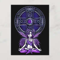 "Celtic Lotus" Purple Yoga Fairy Postcard