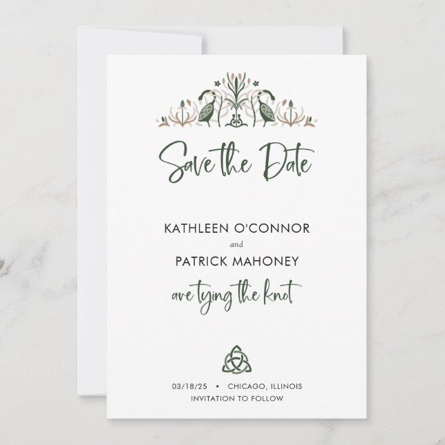 Celtic Love Knot Eternity Circle Romantic Wedding Save The Date (Front)