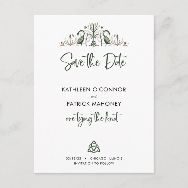 Celtic Love Knot Romantic Wedding Save the Date Announcement Postcard (Front)