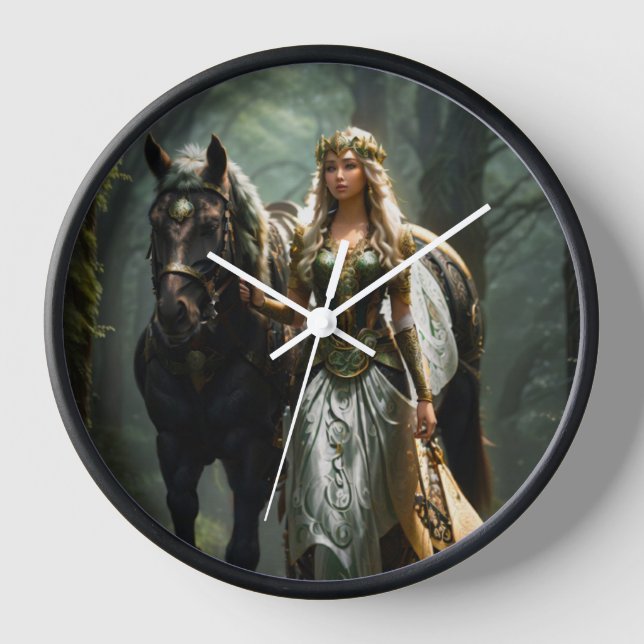 Celtic Maiden and Horse Clock (Front)