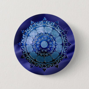 Celtic Mandala   blue waves 2 Inch Round Button