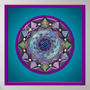 Celtic Mandala Framed in Cool Hues Poster
