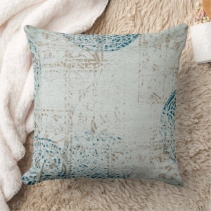 Celtic Mandala White Blue Pattern Throw Pillow