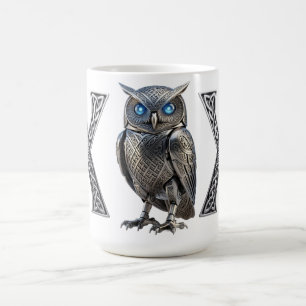 Celtic Mechanical Owl Silver Steampunk Coffee Mug