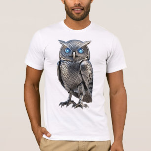 Celtic Mechanical Owl Silver Steampunk T-Shirt