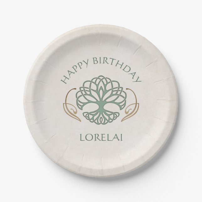 Celtic Medieval Fantasy Birthday Paper Plate (Front)