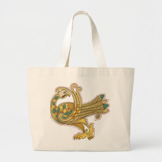 Celtic Medieval Golden Peacock, Jumbo Tote Bag