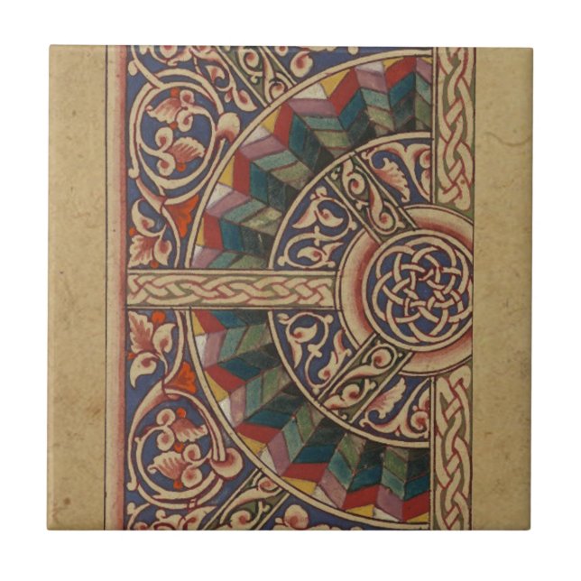 Celtic Medieval Half Circle Design Tile (Front)