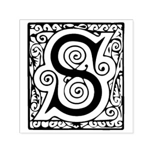 Celtic Medieval Magic Letter S Flourish Monogram Self-inking Stamp