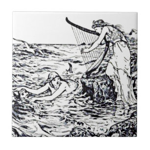 Celtic Mermaid Fairy Tale Illustration Tile