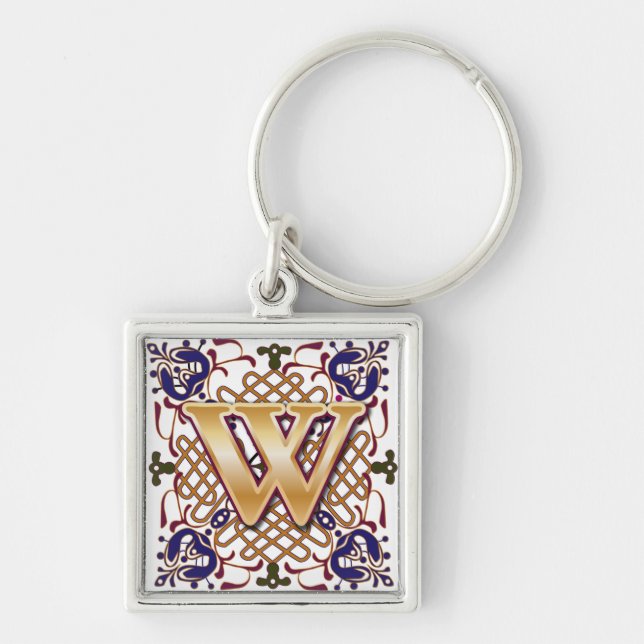 Celtic Monogram Letter W Keychain (Front)