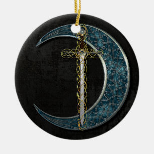 Celtic Moon Ceramic Ornament