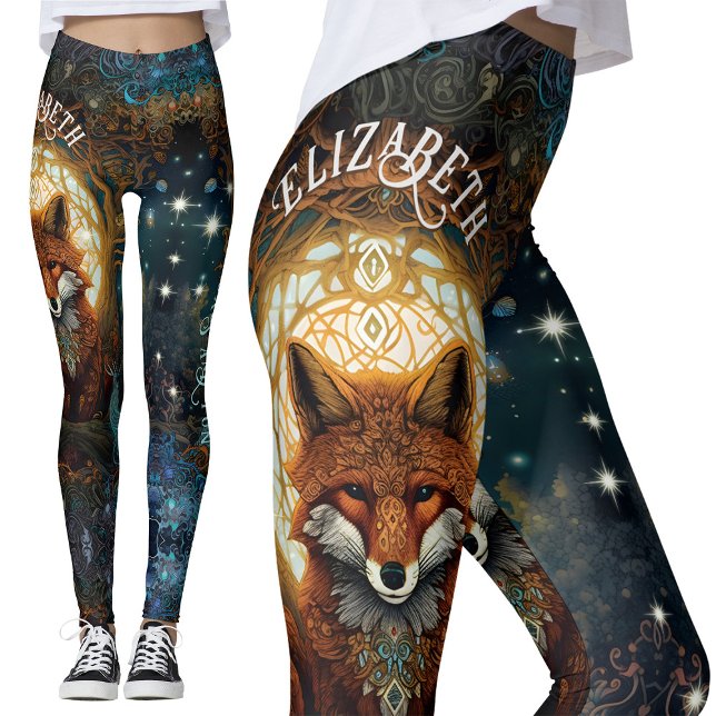 Celtic Moonlit Fox Personalised Enchanting Fox Leggings (Creator Uploaded)