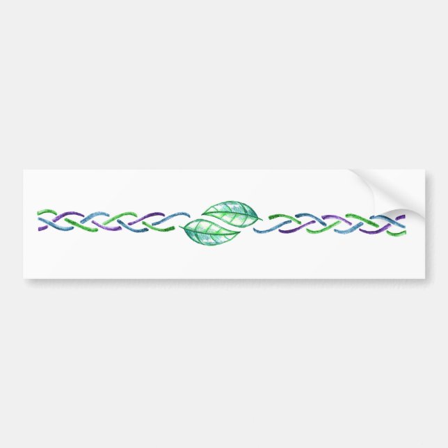 Celtic Multicolor Leaf Border Desgin Bumper Sticker (Front)
