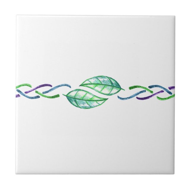 Celtic Multicolor Leaf Border Desgin Tile (Front)
