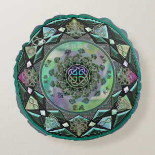 Celtic Mystical Mandala Round Throw Pillow