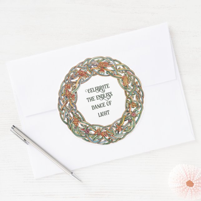 Celtic Mythology and Sun Symbols Litha Classic Round Sticker (Envelope)