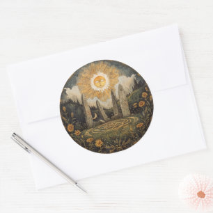 Celtic Mythology and Sun Symbols Litha Classic Round Sticker