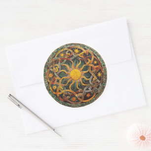 Celtic Mythology and Sun Symbols Litha Classic Round Sticker