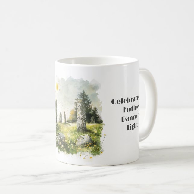 Celtic Mythology and Sun Symbols Litha Coffee Mug (Front Right)