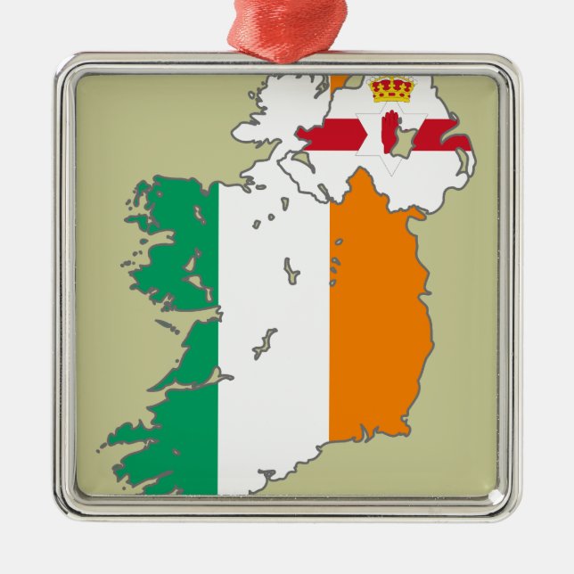 Celtic Nation Irish Map Metal Ornament (Front)