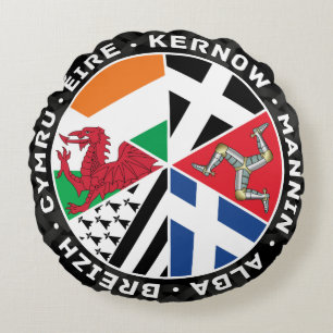 Celtic Nations Countries Flags Round Pillow