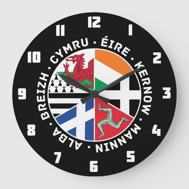 Celtic Nations Flags Large Clock (Front)